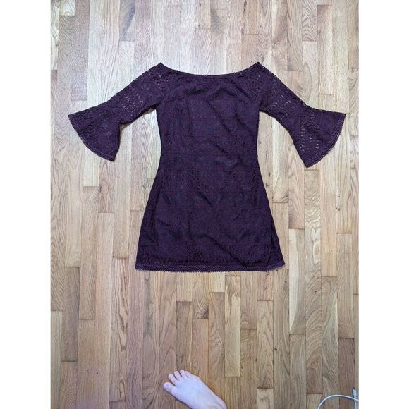 Lulu's Emeline Plum Purple Lace Off-the-Shoulder Dress - Picture 7 of 10